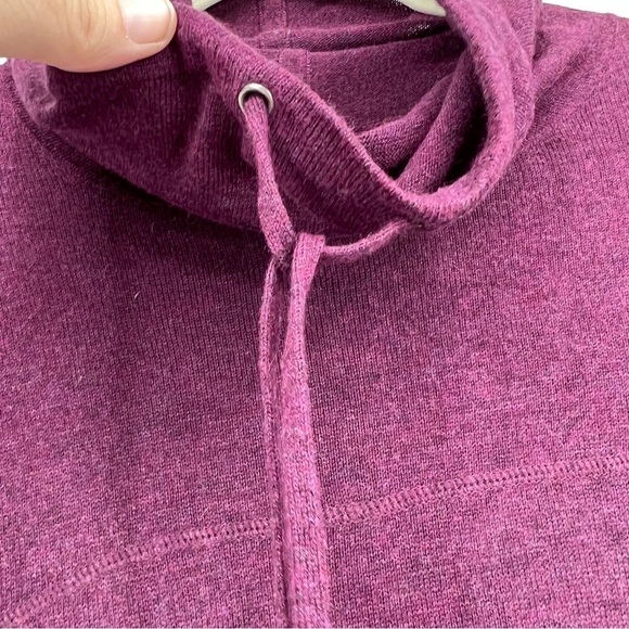 Akini Cowl-Neck Long Sleeves Drawstring Knit Purple Side Slit Pullover Sweater - Picture 9 of 11